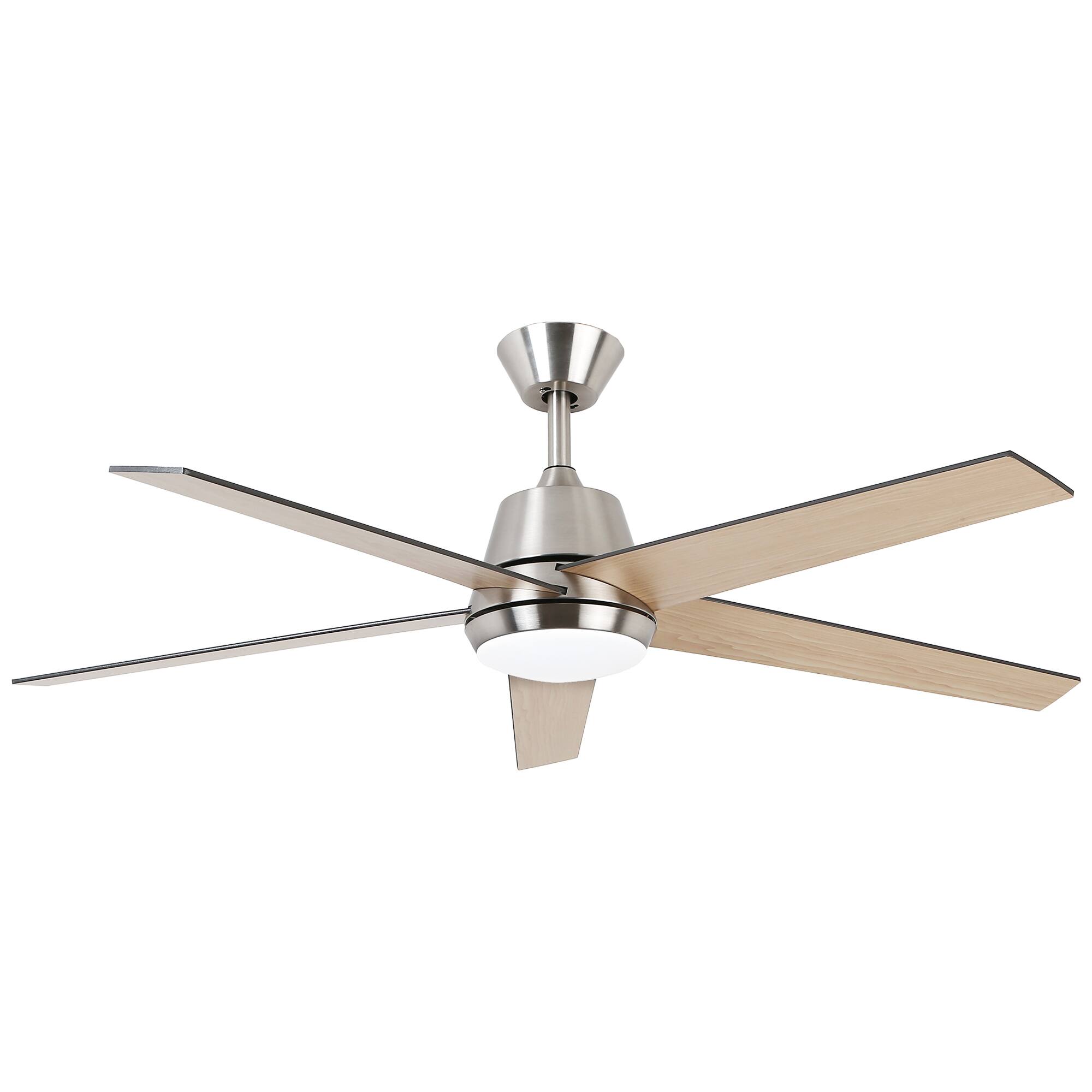 Alt View 7. Vaczon - 52-inch Modern Reversible Blades Smart Ceiling Fan with 3CCT Dimmable LED Light, Remote and App Control - Nickel.