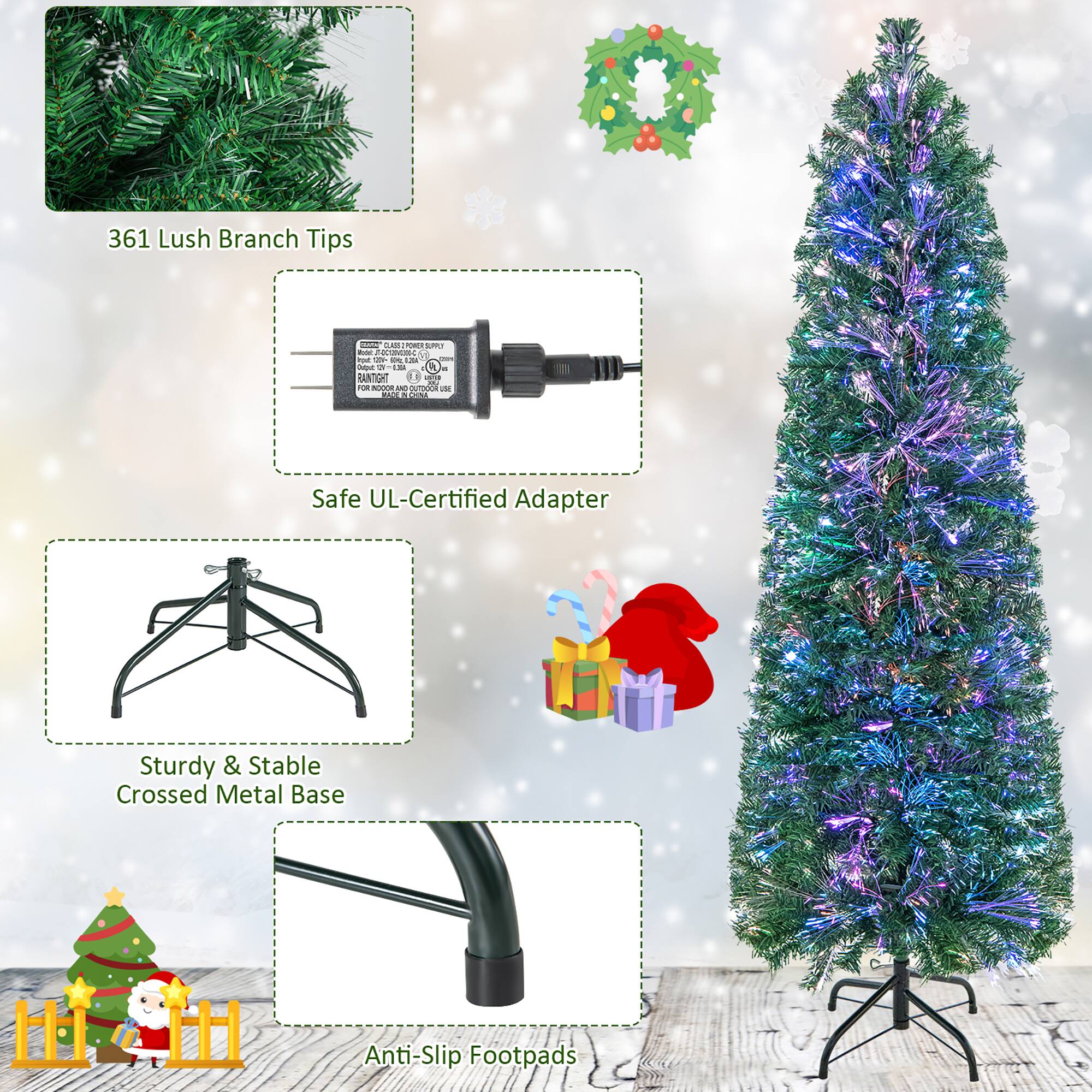 361 Lush Branch Tips

Safe UL-Certified Adapter

Sturdy & Stable Crossed Metal Base

Anti-Slip Footpads