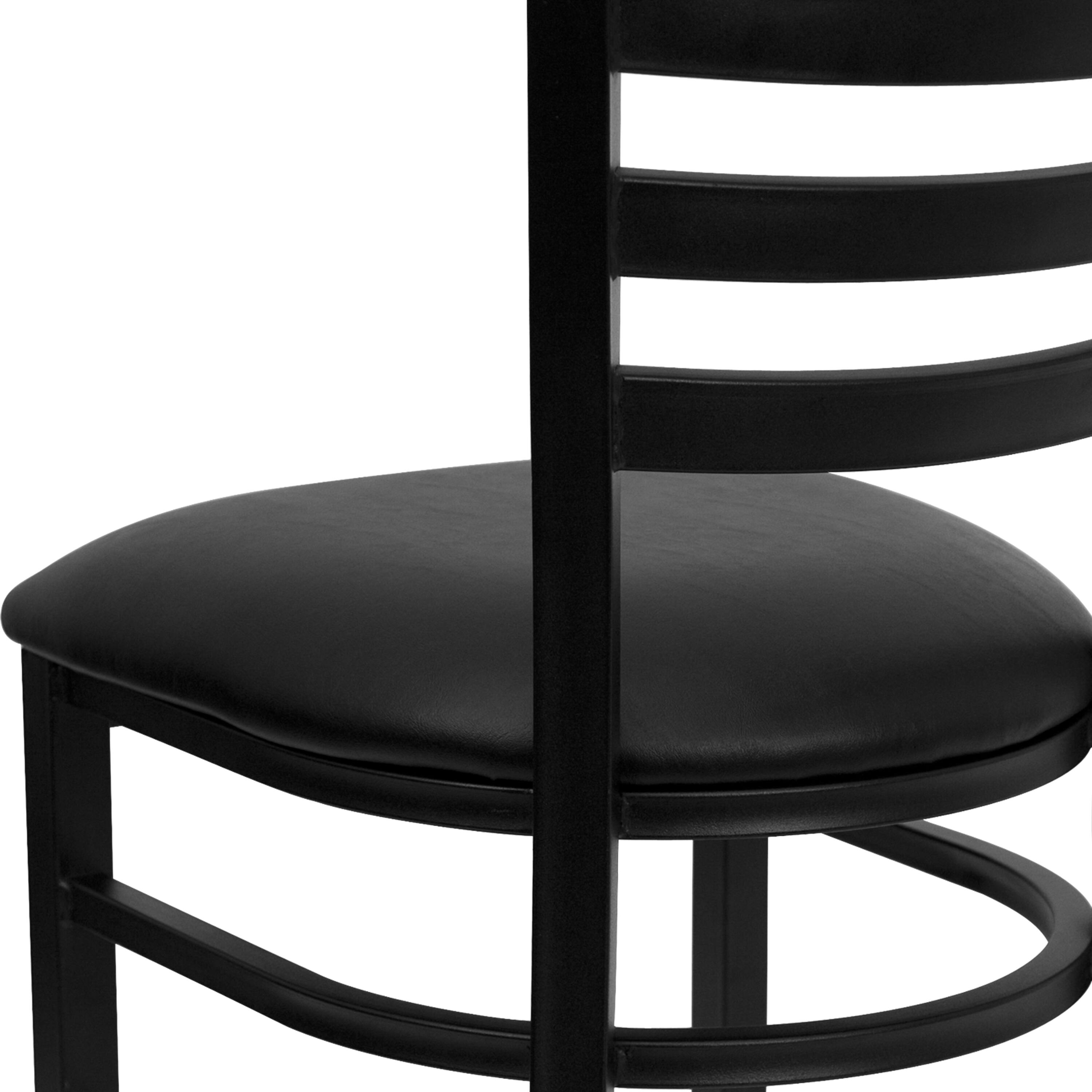 Alt View 8. Emma + Oliver - Ladder Back Metal Restaurant Dining Chair - Black Vinyl Seat/Black Metal Frame.