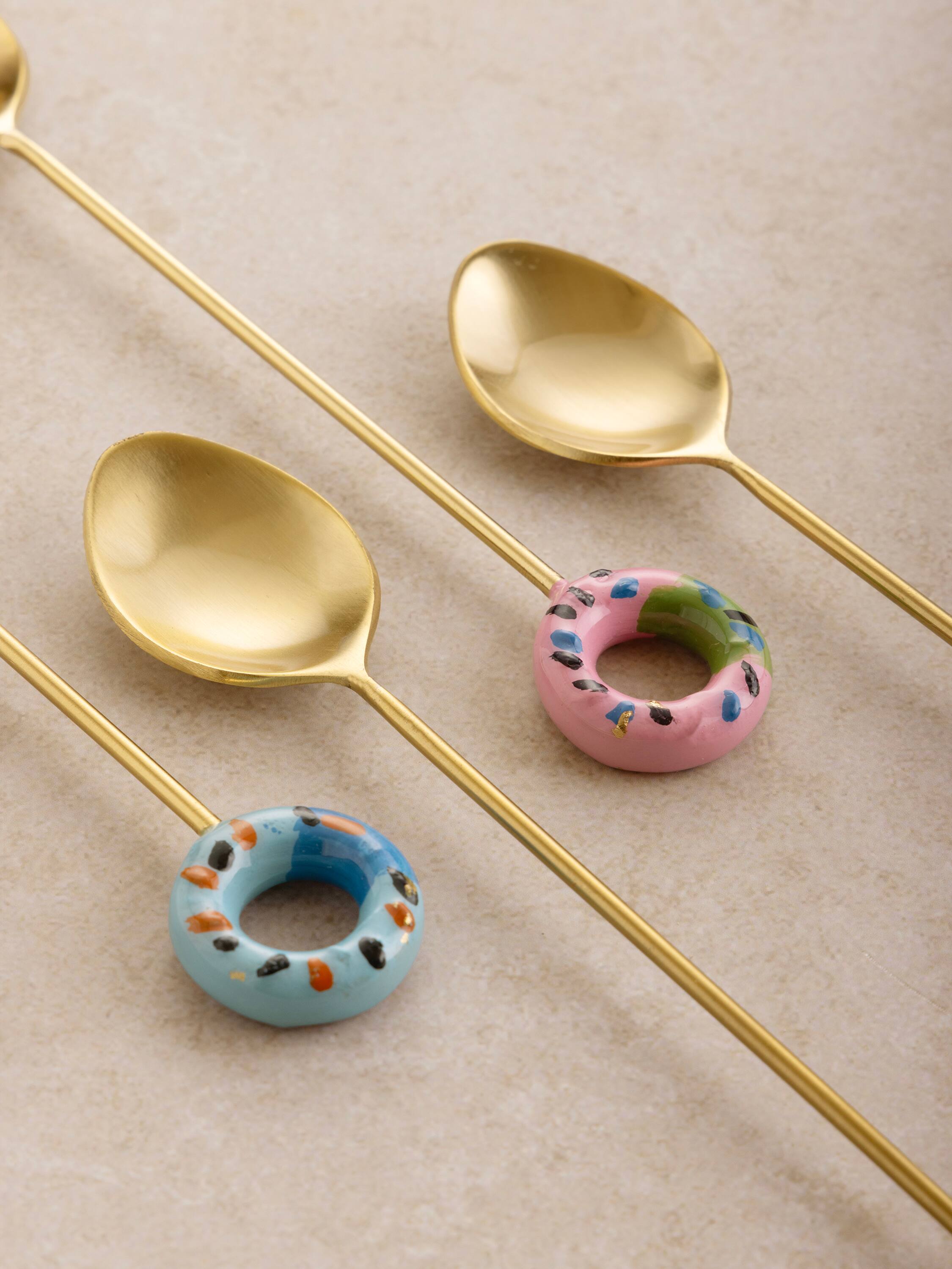 Back. GAURI KOHLI - Bursa Teaspoons - Multicolored, matte gold.