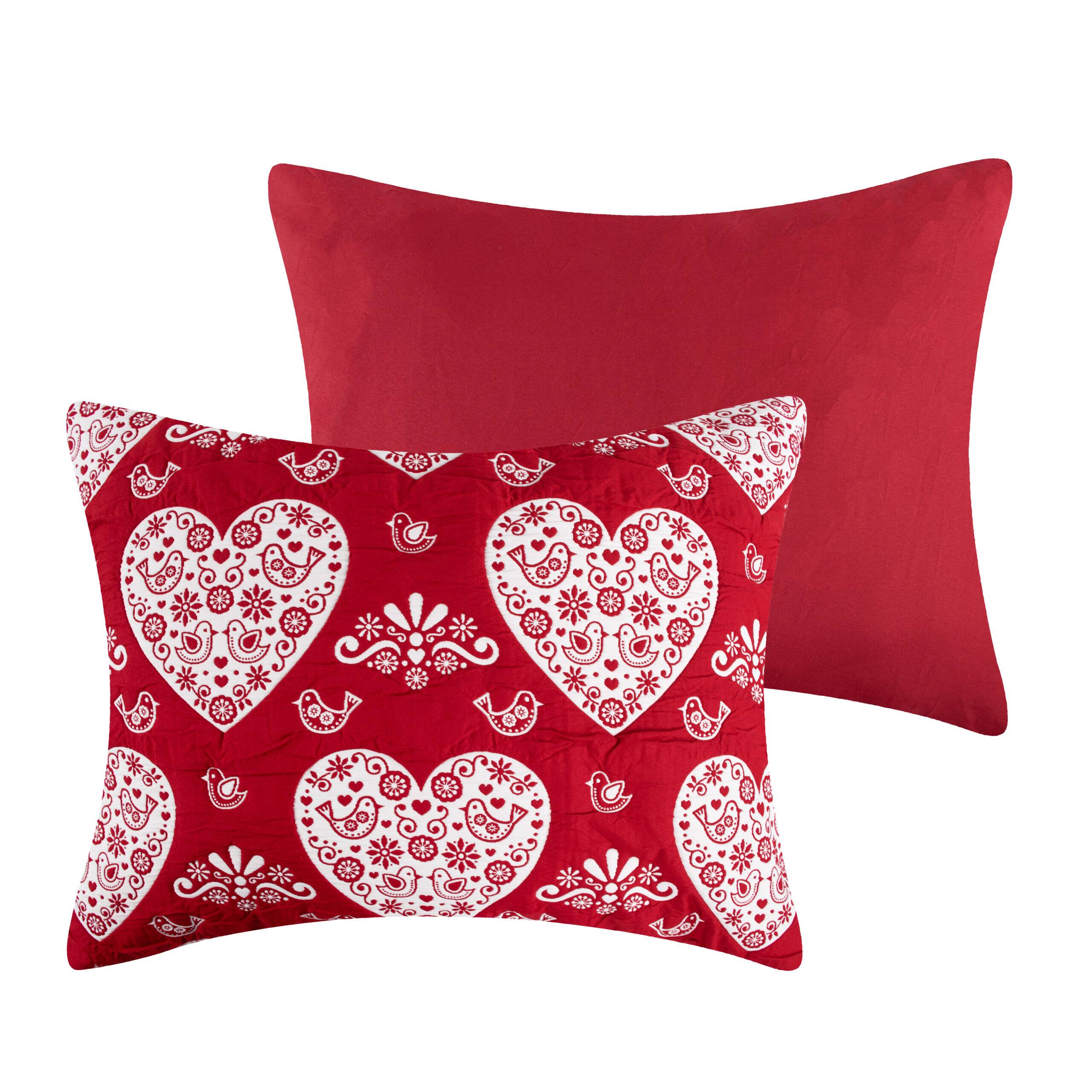 Angle. BreeBe - Lovebirds Sham Standard - Red.