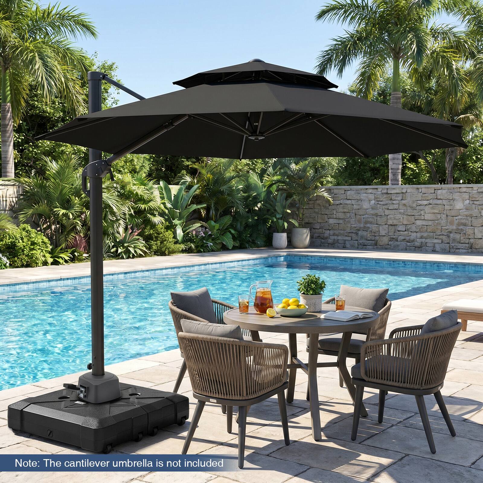 Note: The cantilever umbrella is not included