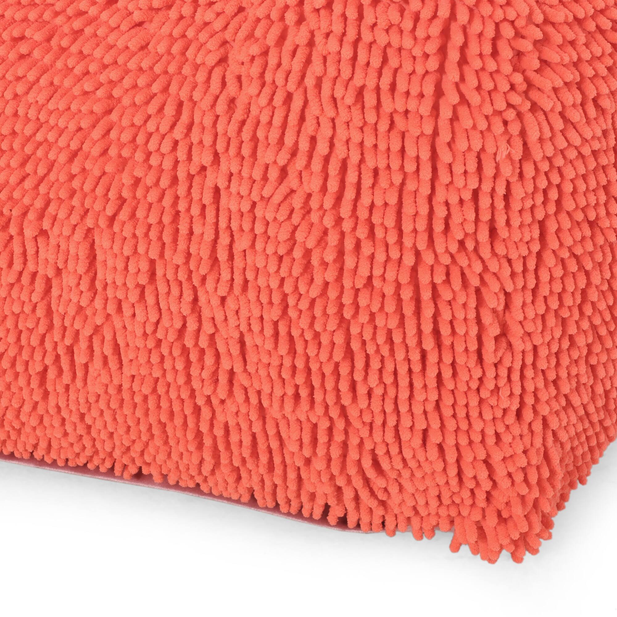 Back. GOODSILO - Soft Microfiber Square Pouf with Plush Seating for Cozy Comfort - Coral.