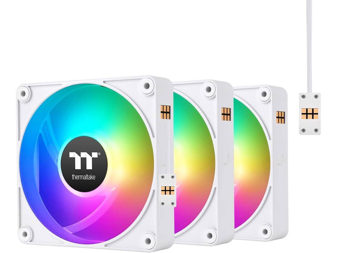 Front. Thermaltake - Thermaltake CT140 EX ARGB Fan (3-Pack), Magnetic, 5V Sync, 16.8M Colors, 140mm White - White.