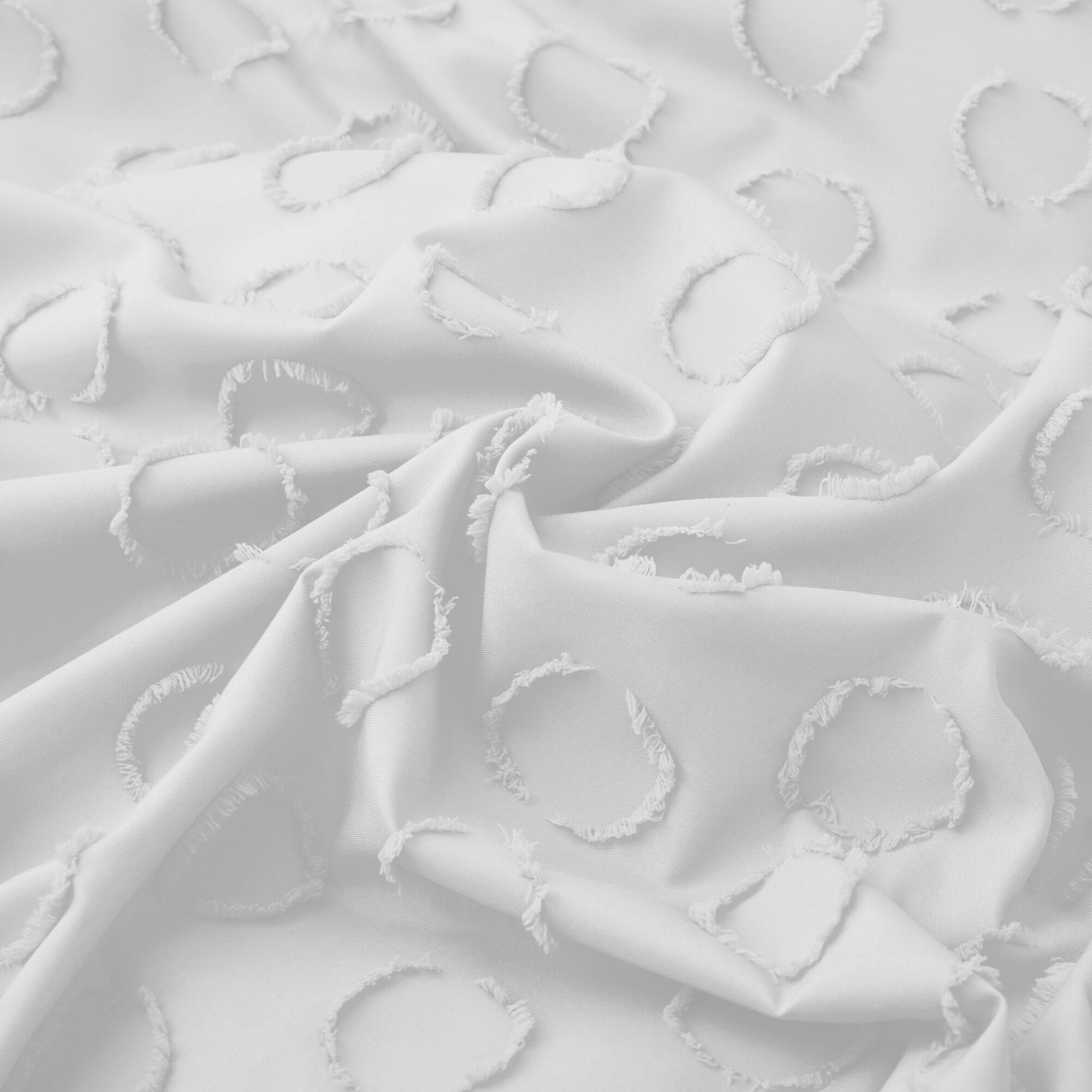 Left. Peace Nest - Peace Nest Tufted Clipped Jacquard Geometric Duvet Cover & Pillowcase Set - Circle White.