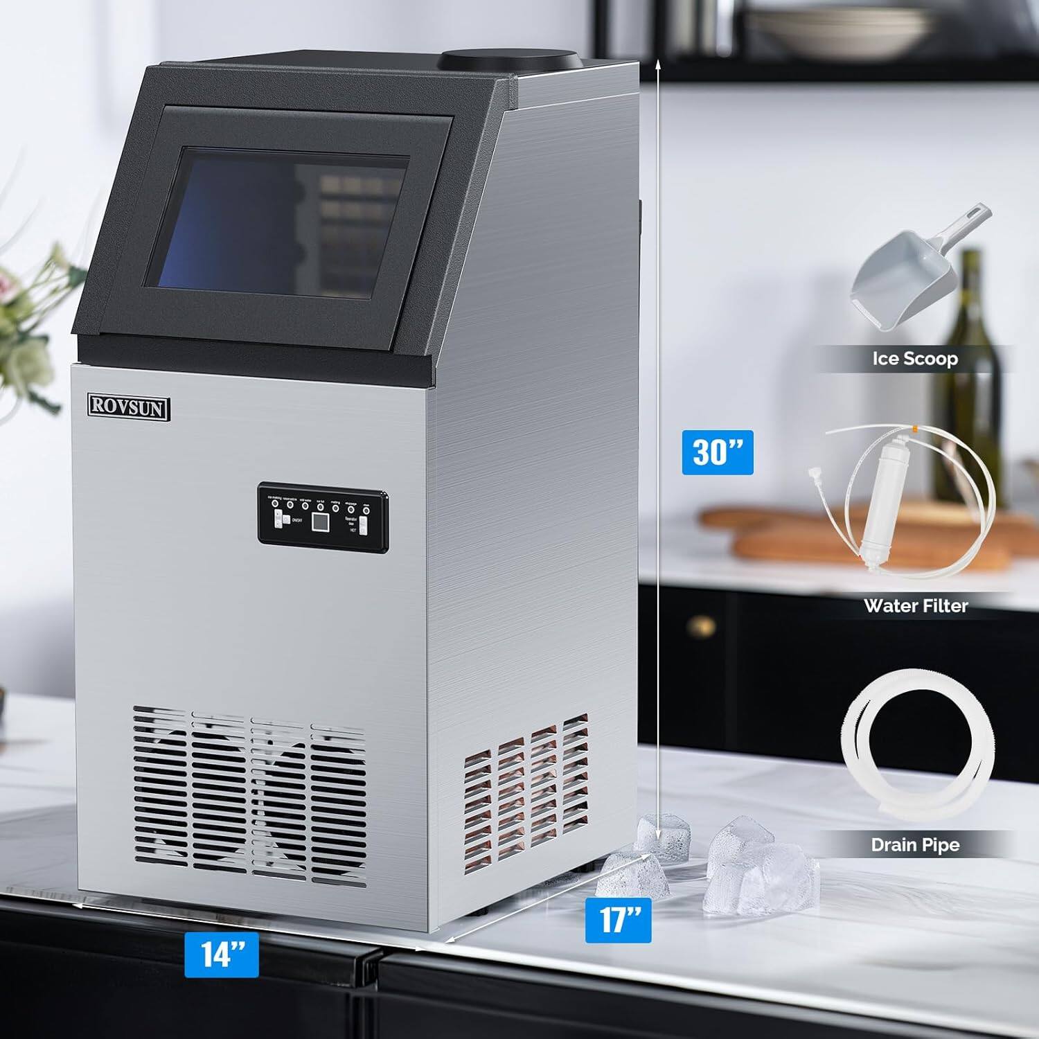 Ice Scoop  
ROVSUN 30"  
Water Filter  
Drain Pipe 14" 17"