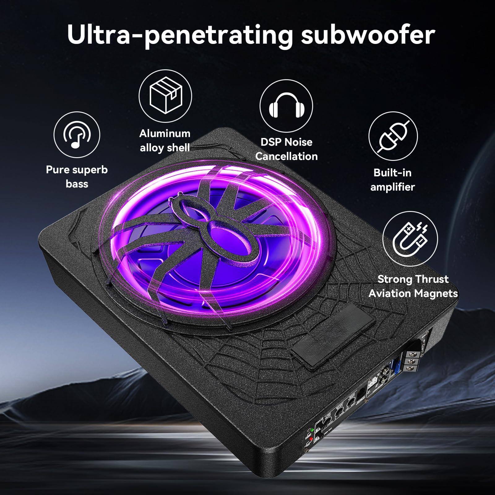 Ultra-penetrating subwoofer

- Pure superb bass
- Aluminum alloy shell
- DSP Noise Cancellation
- Built-in amplifier
- Strong Thrust Aviation Magnets