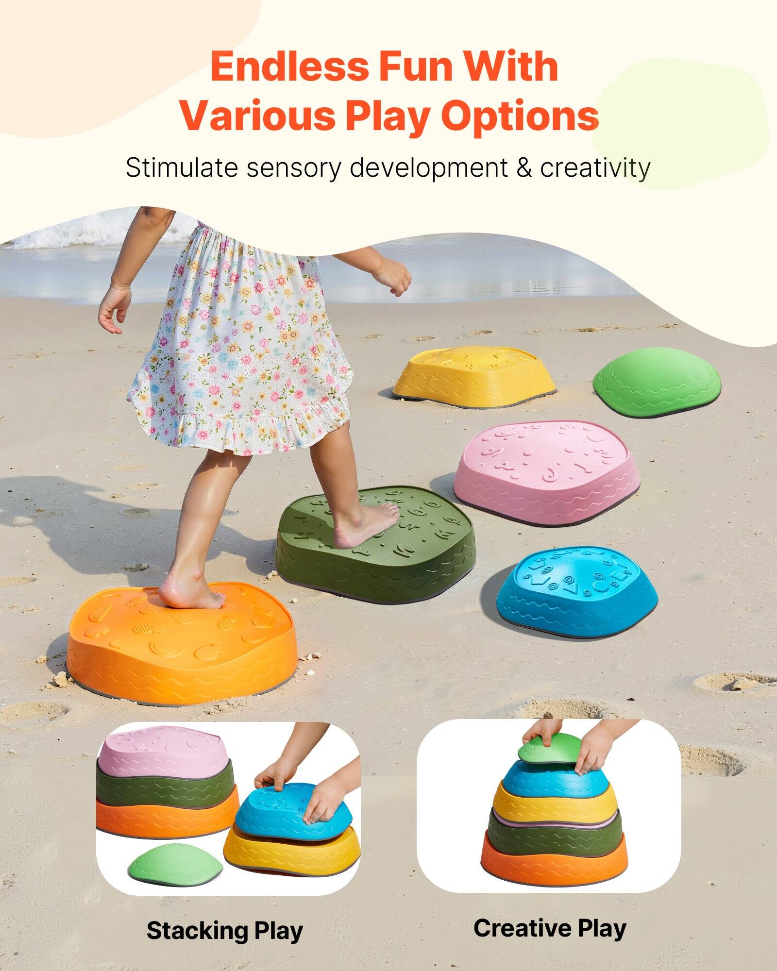 Endless Fun With Various Play Options  
Stimulate sensory development & creativity  

Stacking Play  
Creative Play