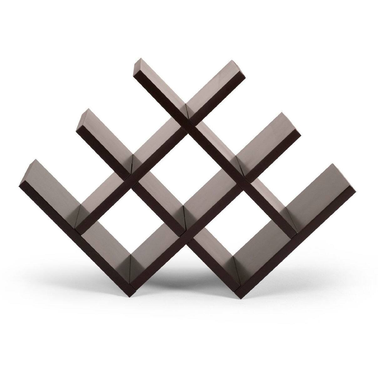 Angle. Hivvago - 8-Bottle Mariposa Wine Rack Modern Design Dark Brown Finish - Dark Brown.