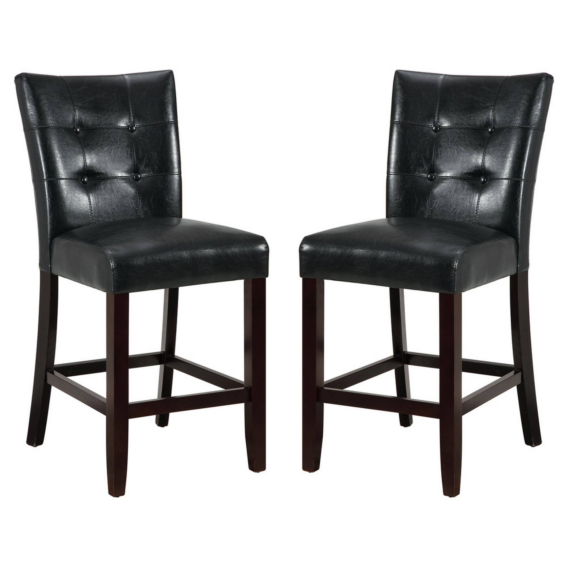 Front. Manhattan Lane - Wood & Polyurethane High Chair, Black & Brown, Set of 2 - Black & Brown.