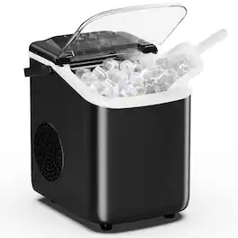 Loheer - Desktop Ice Maker Portable Countertop Ice Machine with Handle Self Cleaning for Camping and Office Use - Black