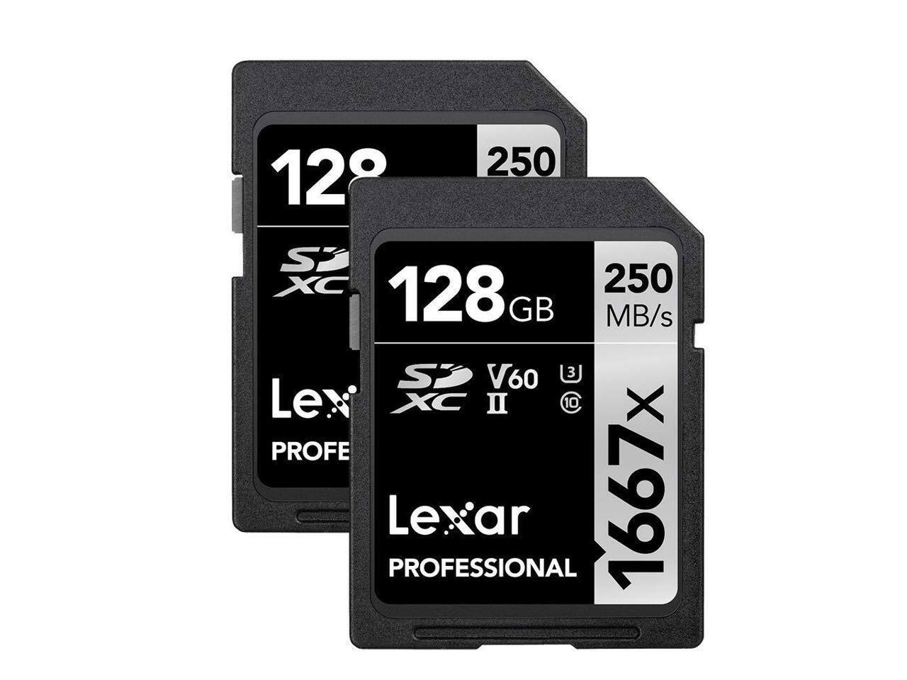 128 GB  
250 MB/s  
SDXC II  
V60  
Lexar Professional  
1667x