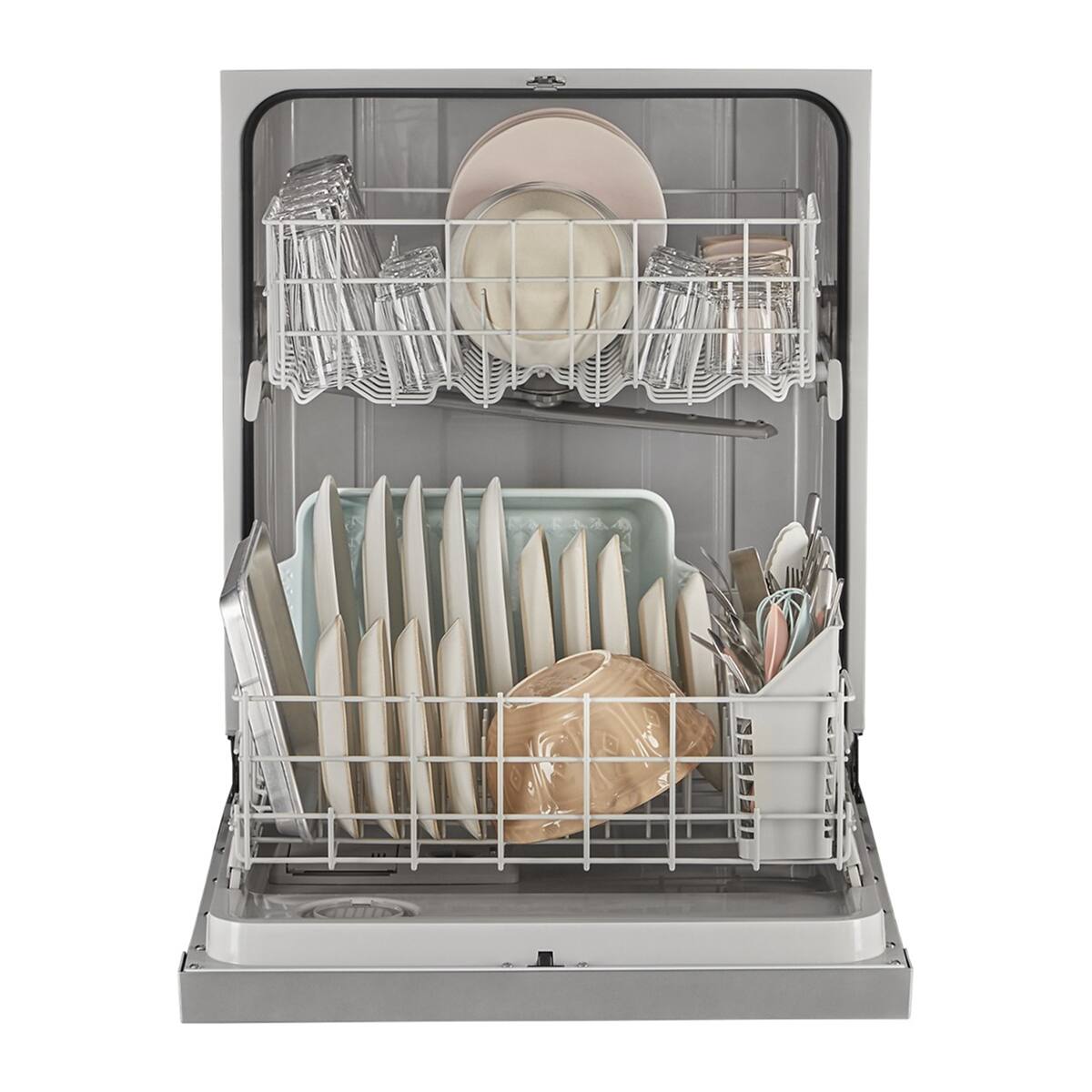 Angle. Whirlpool - 24" Front Control Built-In Dishwasher with Boost Cycle and 57 dBA - Stainless Steel.