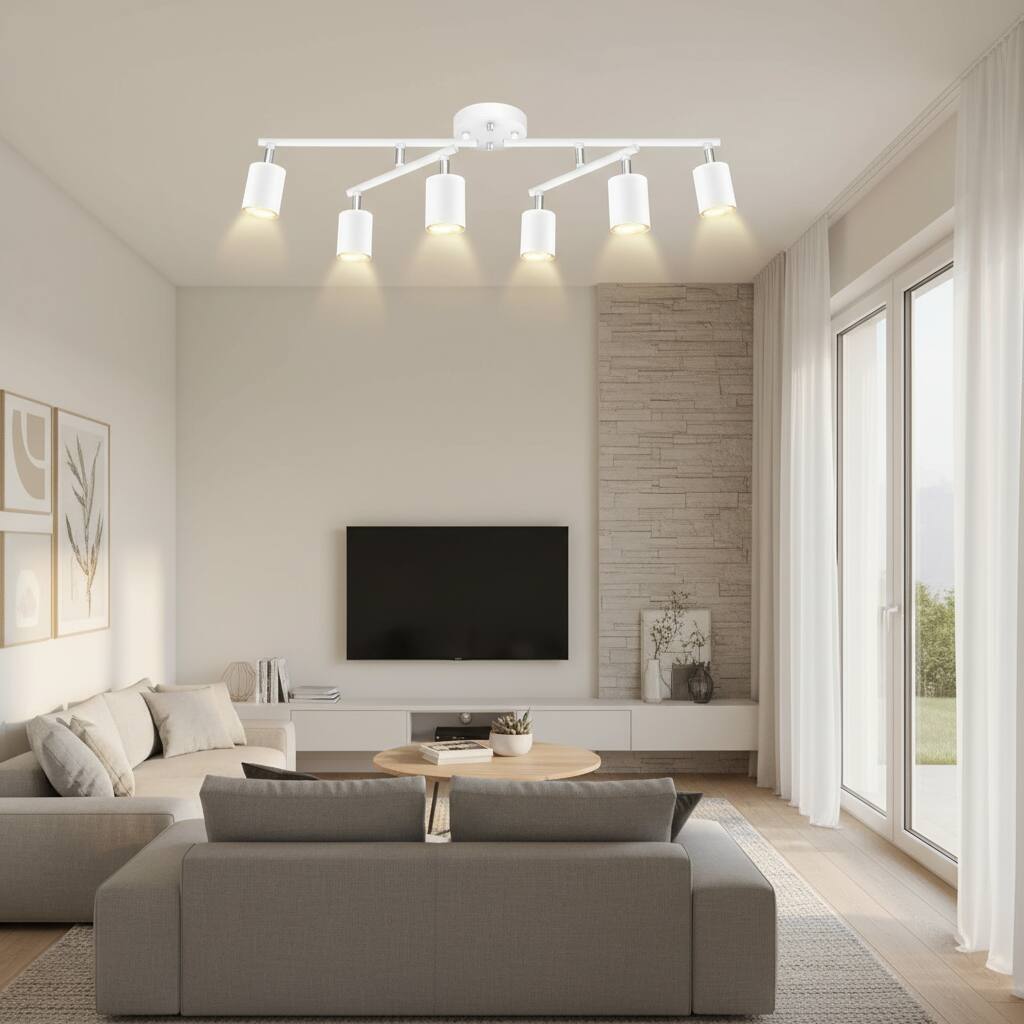 Alt View 2. Dazzed Corner - 6-Light White Track Kit, Adjustable Swivel Spotlights,GU10 Bulb Not Included - White.