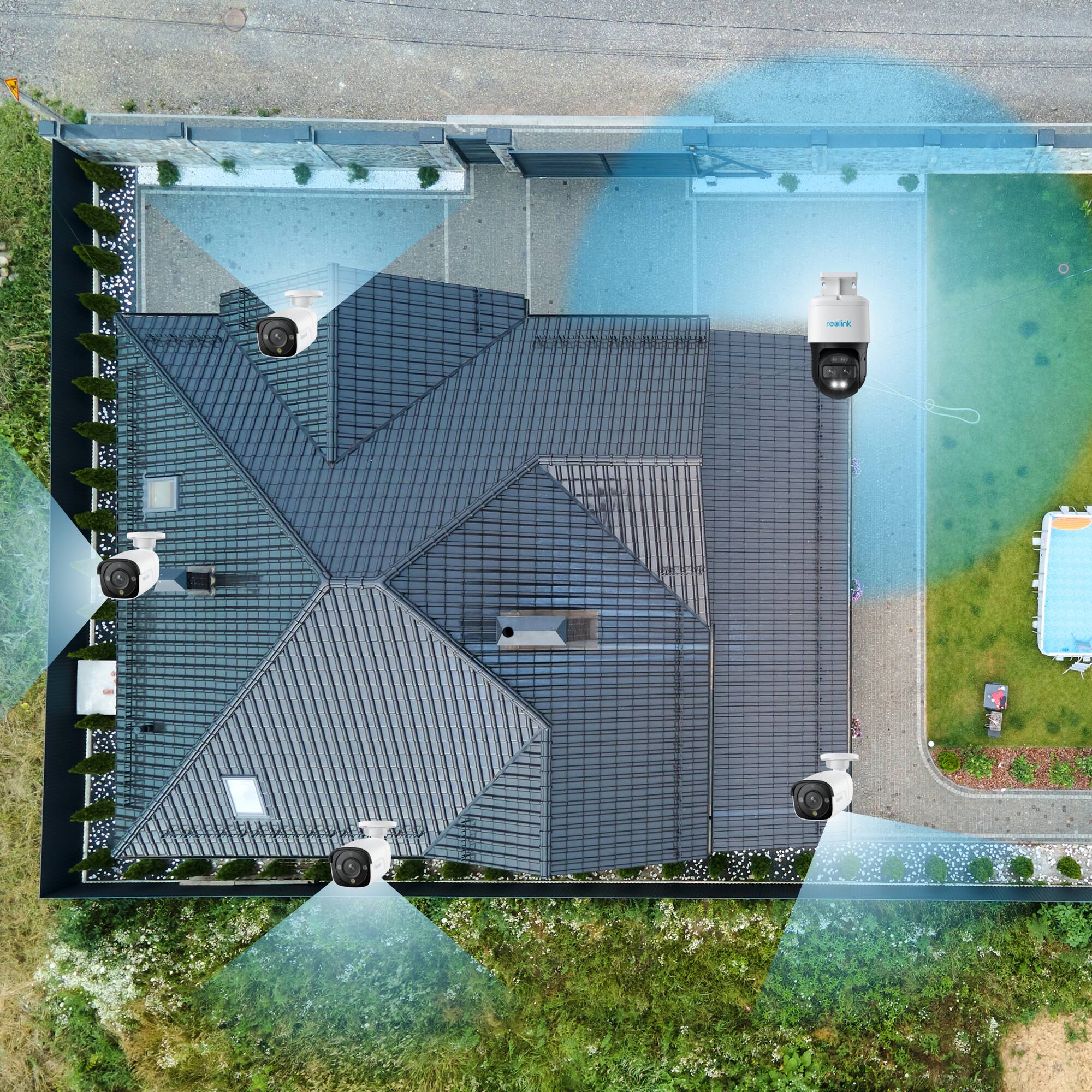 Alt View 6. Reolink - 8 - Channel, 4 - Bullet 1 - Pan Tilt Auto Track Camera Indoor/Outdoor 4K+ 12MP PoE 2TB NVR Security Surveillance System - White.