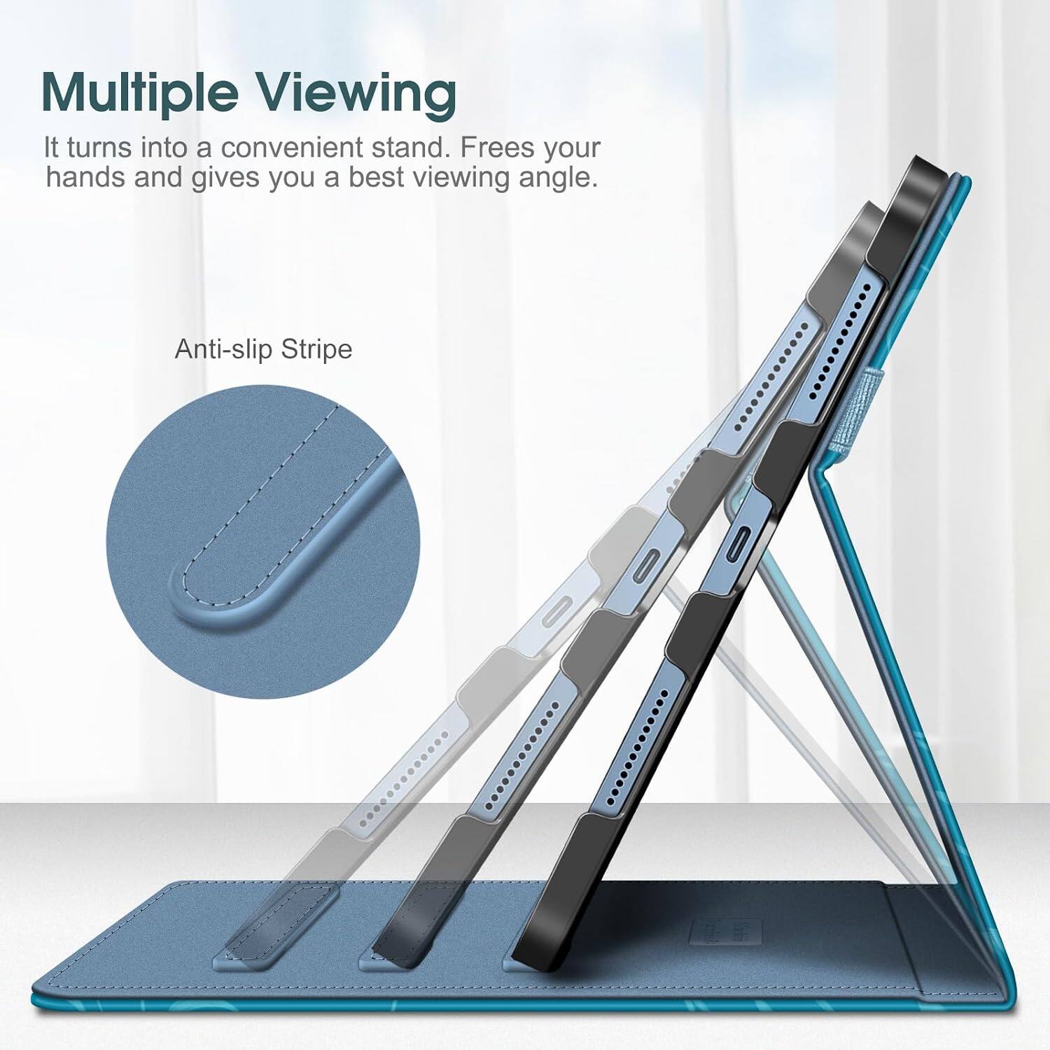 Multiple Viewing  
It turns into a convenient stand. Frees your hands and gives you a best viewing angle.  

Anti-slip Stripe