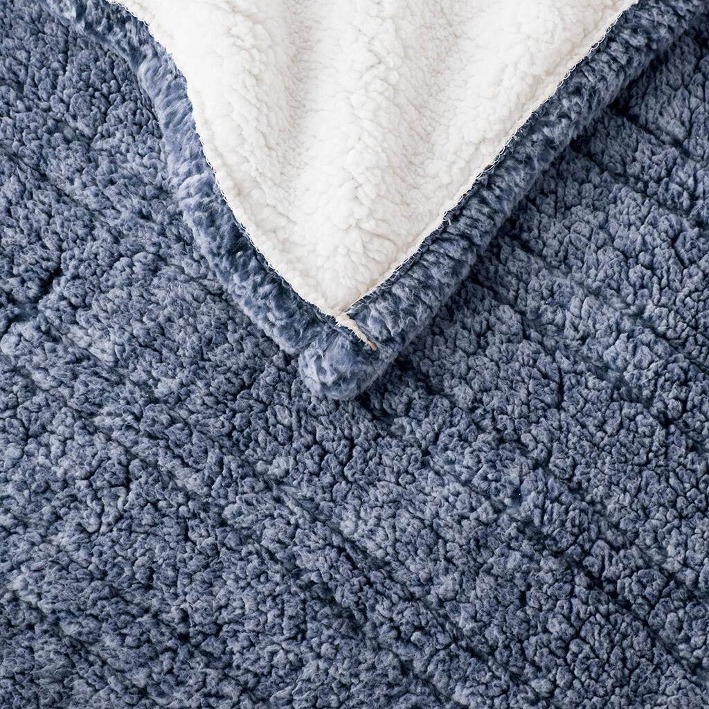 Alt View 5. Gracie Mills - Gracie Mills Mckinley Solid Heated Sherpa Throw - Blue.