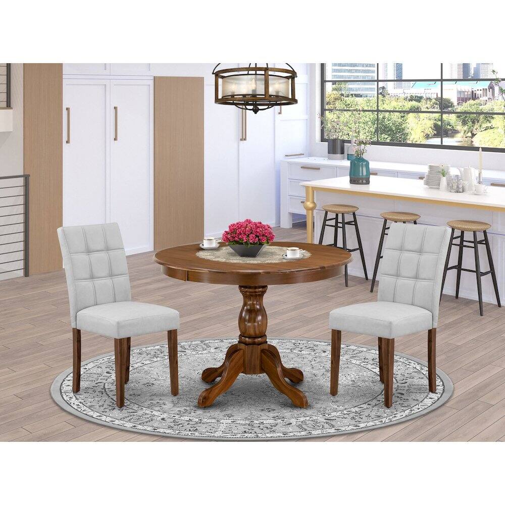Alt View 8. East West Furniture - 3 Piece Mid Century Modern Dining Table Set - Brown.