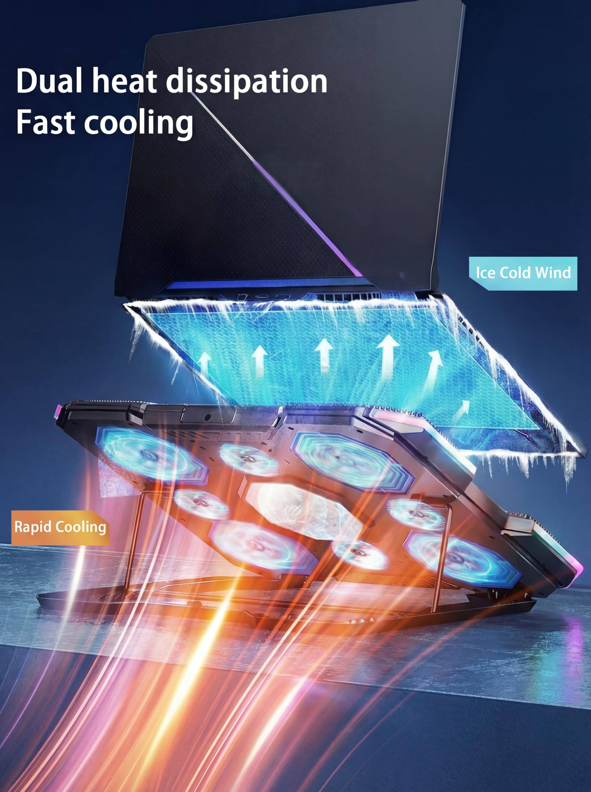 Dual heat dissipation  
Fast cooling  
Ice Cold Wind  
Rapid Cooling