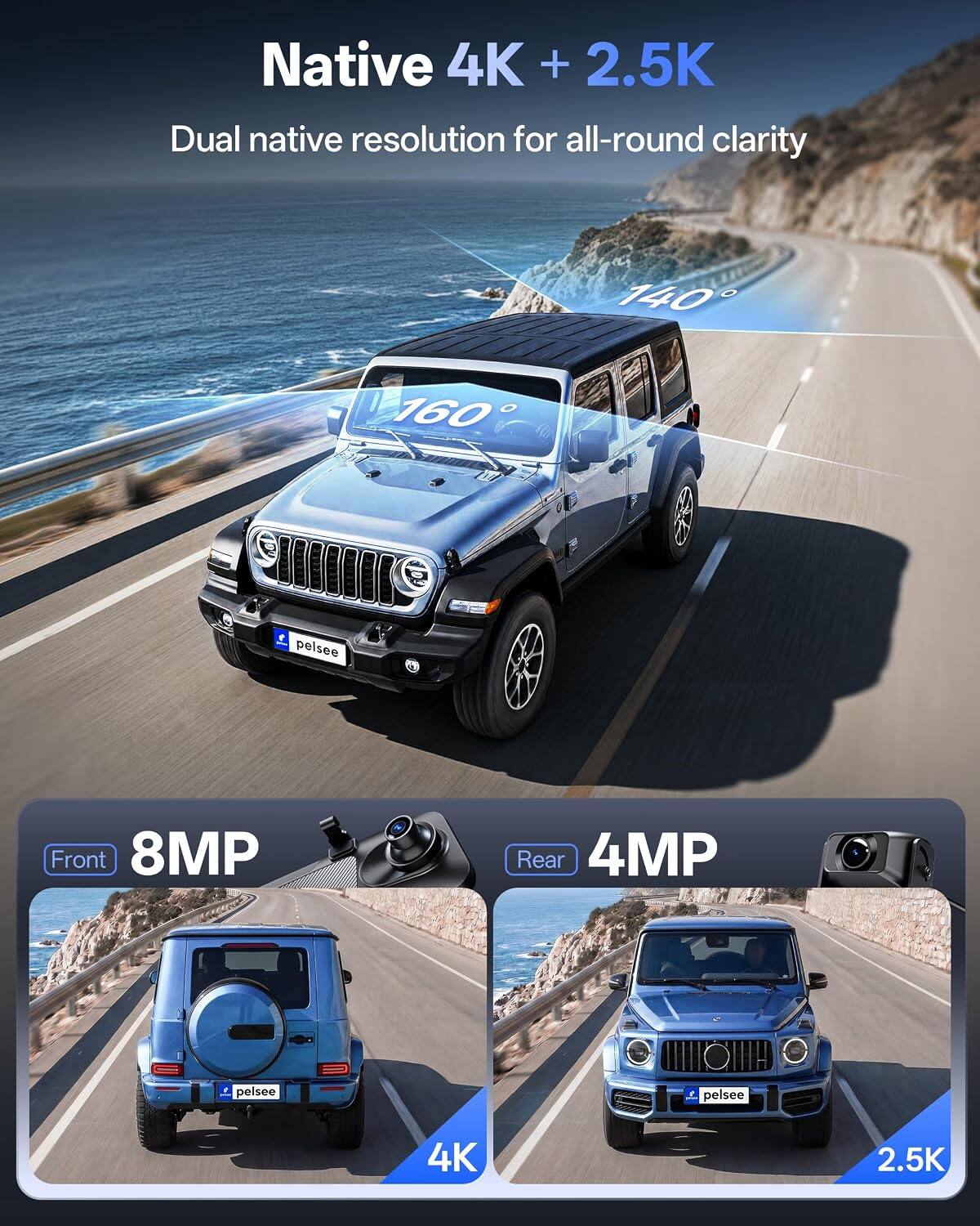Native 4K + 2.5K  
Dual native resolution for all-round clarity

140  
160

Front 8MP  
Rear 4MP

4K  
2.5K