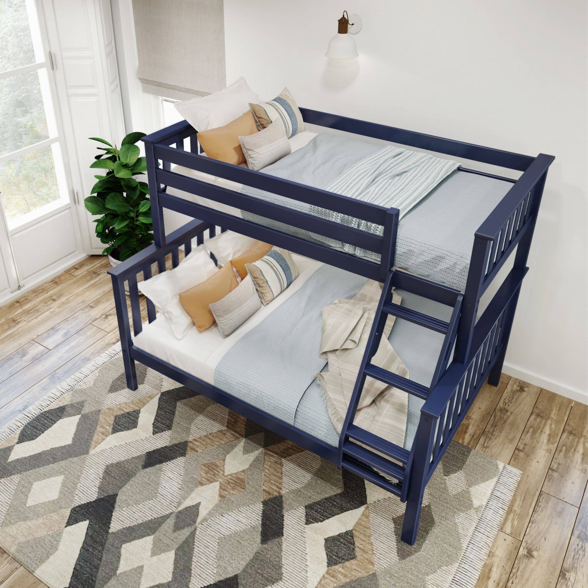 Alt View 5. Plank+Beam - Classic Twin over Full Bunk Bed, Blue - Blue.