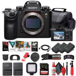 Sony - Alpha a9 II Mirrorless Camera Body Bundle + 64GB Card + 2 Batteries + LED Light + Case + Charger Kit