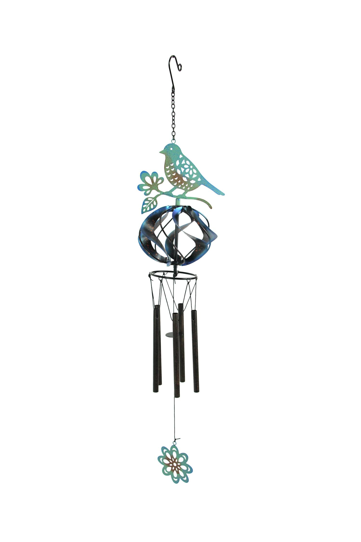 Things2Die4 - Metal Bird Wind Chime Spinner Garden Art Hanging Patio Decor Yard Decoration - Multicolored