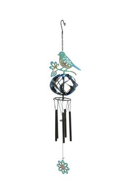 Things2Die4 - Metal Bird Wind Chime Spinner Garden Art Hanging Patio Decor Yard Decoration - Multicolored