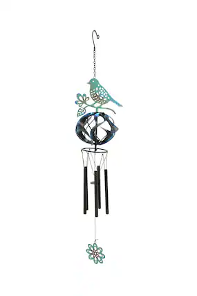 Front. Things2Die4 - Metal Bird Wind Chime Spinner Garden Art Hanging Patio Decor Yard Decoration - Multicolored.