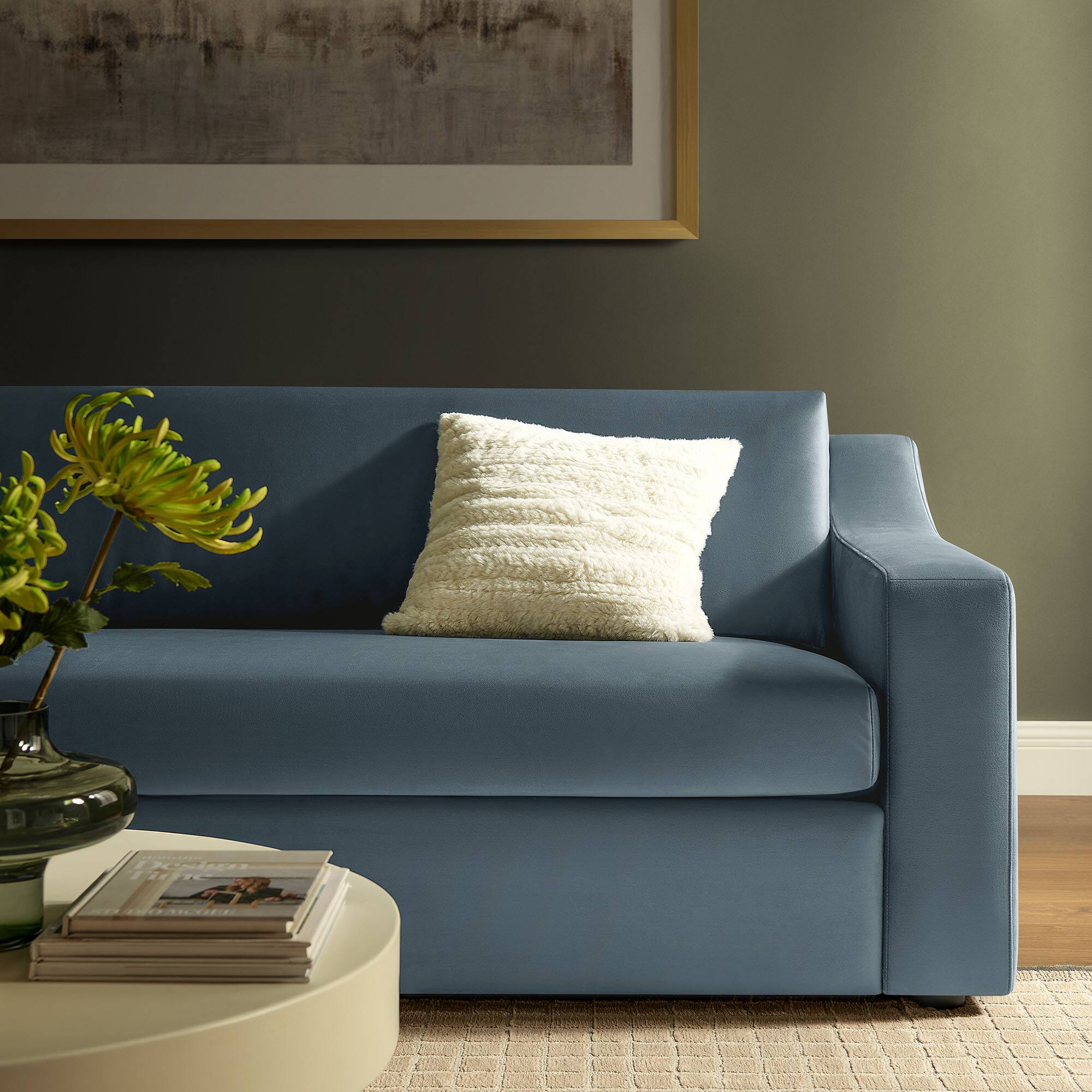 Alt View 5. Modway - Liora Performance Velvet Sofa by Modway - Blue.