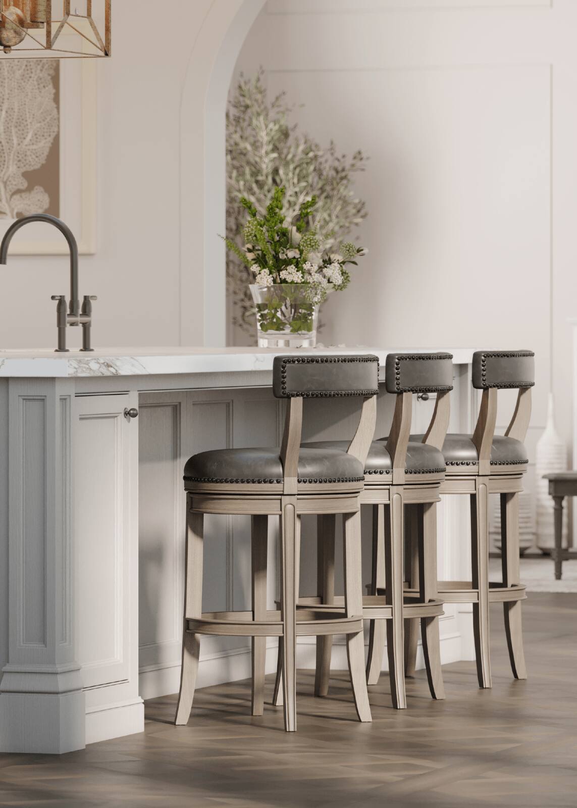 Angle. Maven Lane - 31" Alexander Bar Stool in Reclaimed Oak Finish with Vegan Leather - Reclaimed Oak.