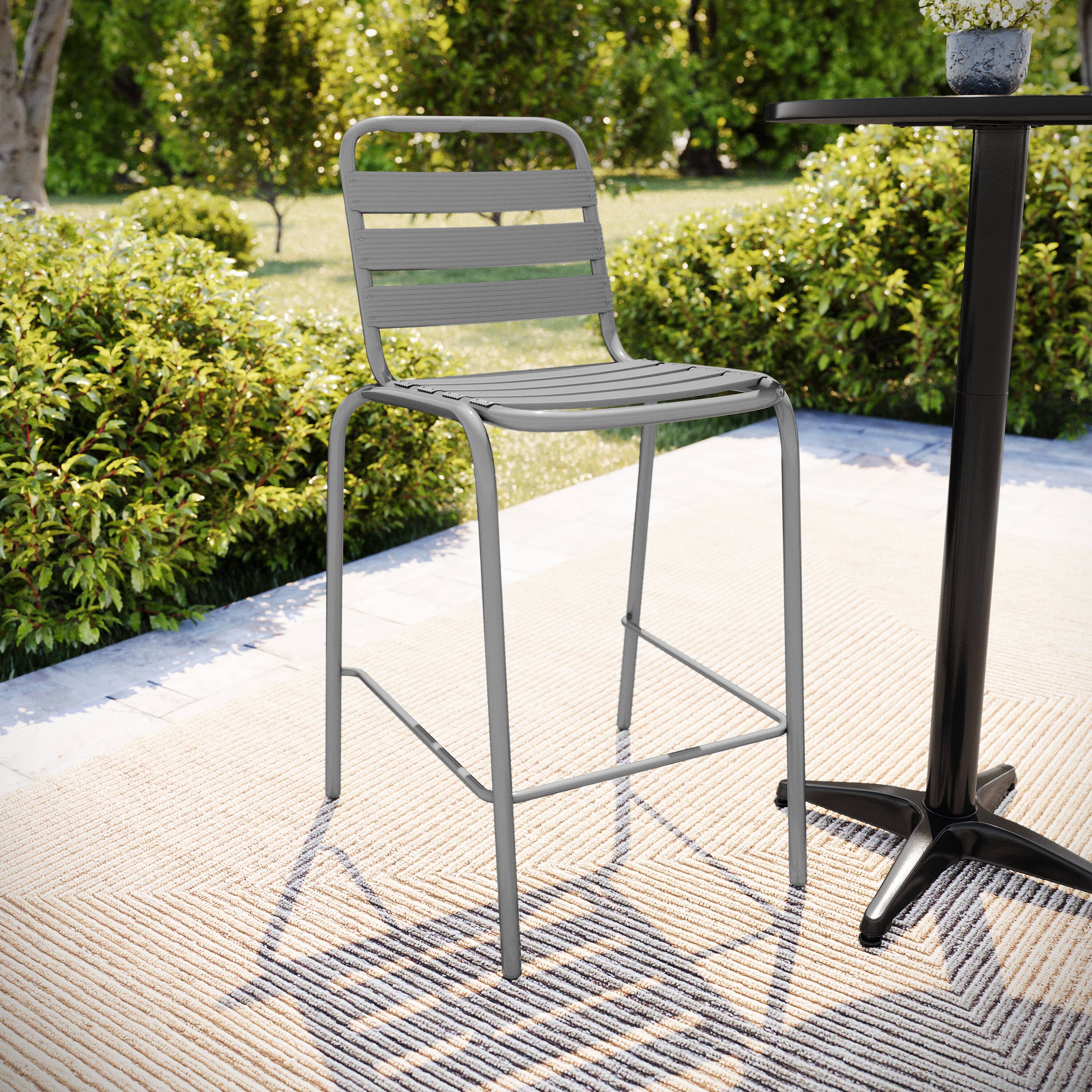 Flash Furniture Lila Commercial Silver Metal Indoor Outdoor Restaurant ...