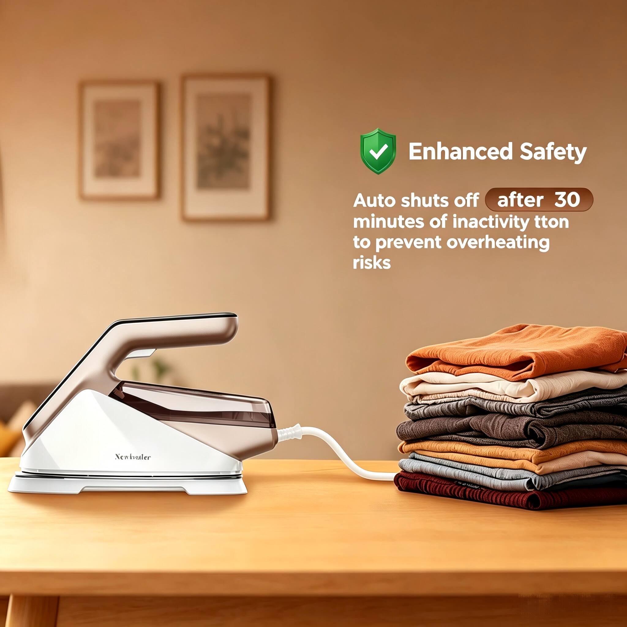 Enhanced Safety  
Auto shuts off after 30 minutes of inactivity to prevent overheating risks