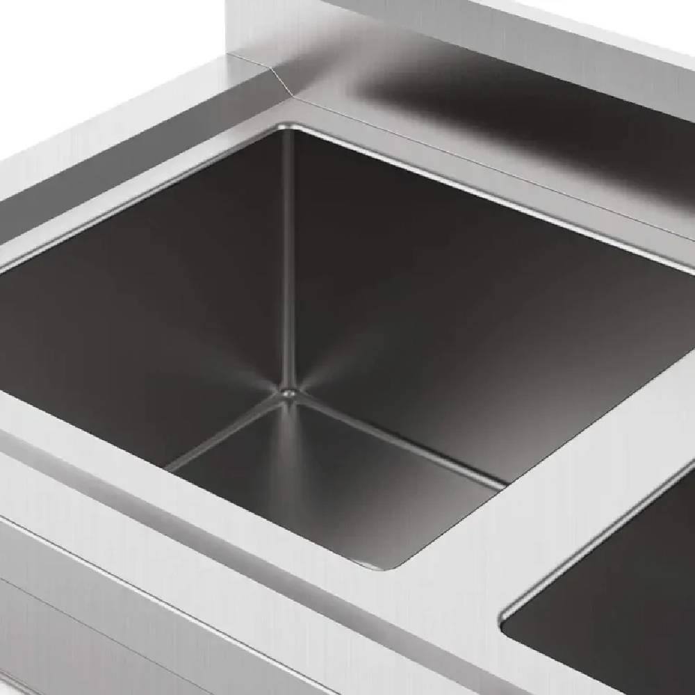Alt View 5. Winado - Commercial Stainless Steel Utility & Prep Sink with Backsplash & 2 Compartment & Adjustable Legs for Kitchen, Restaurant - Silver.