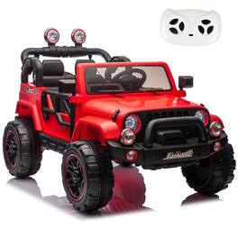 Ecooso - 24V Kids Ride-On Electric Car with Remote Control, Dual Motors, Storage Trunk, Lights, USB Music, Pull Rod for Ages 3-8 - Red