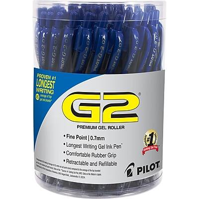 Pilot - G2 Retractable Gel Pens, Fine Point, 0.7mm, Blue Ink, 36/Pack - Clear