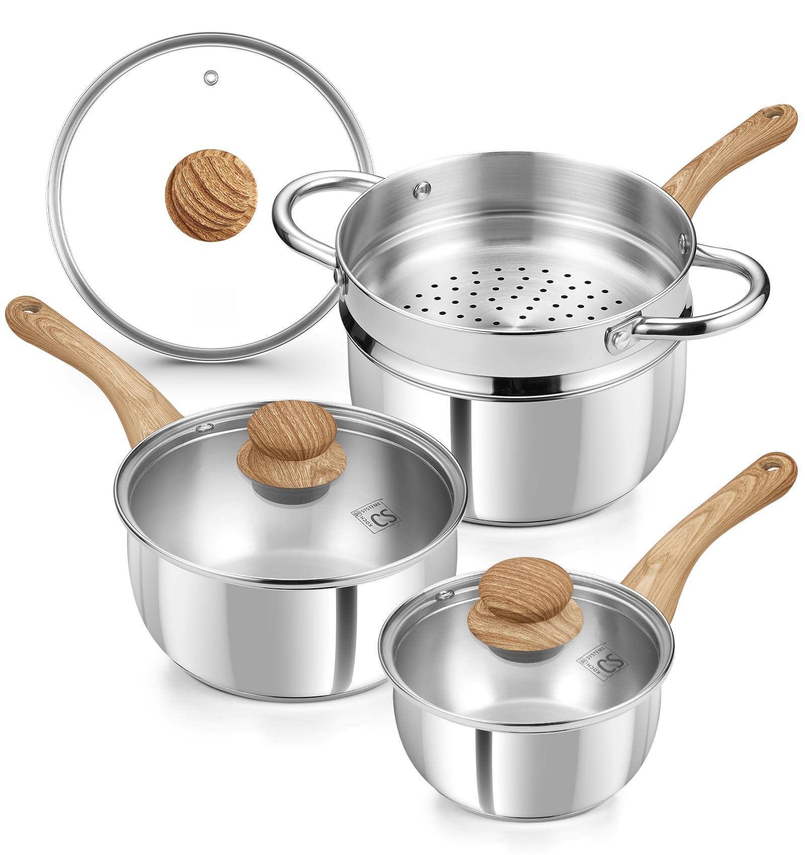 DEL OLMO ASSOCIATES 6 Piece Stainless Steel Saucepan Set, 1 3 qt, Tri ...