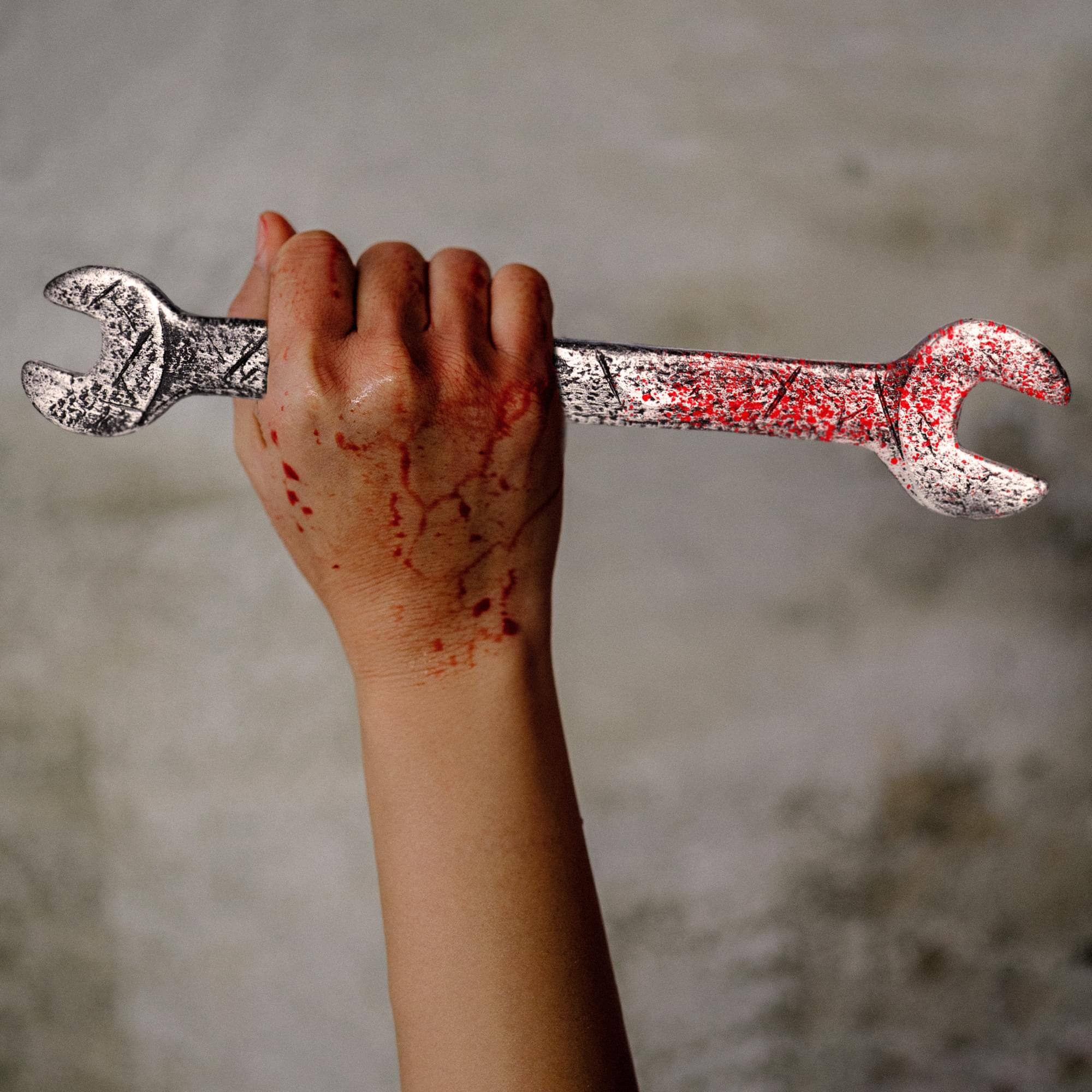Alt View 1. Underwraps - Blood Splattered Wrench 15 Inch Foam Adult Costume Accessory - Red.