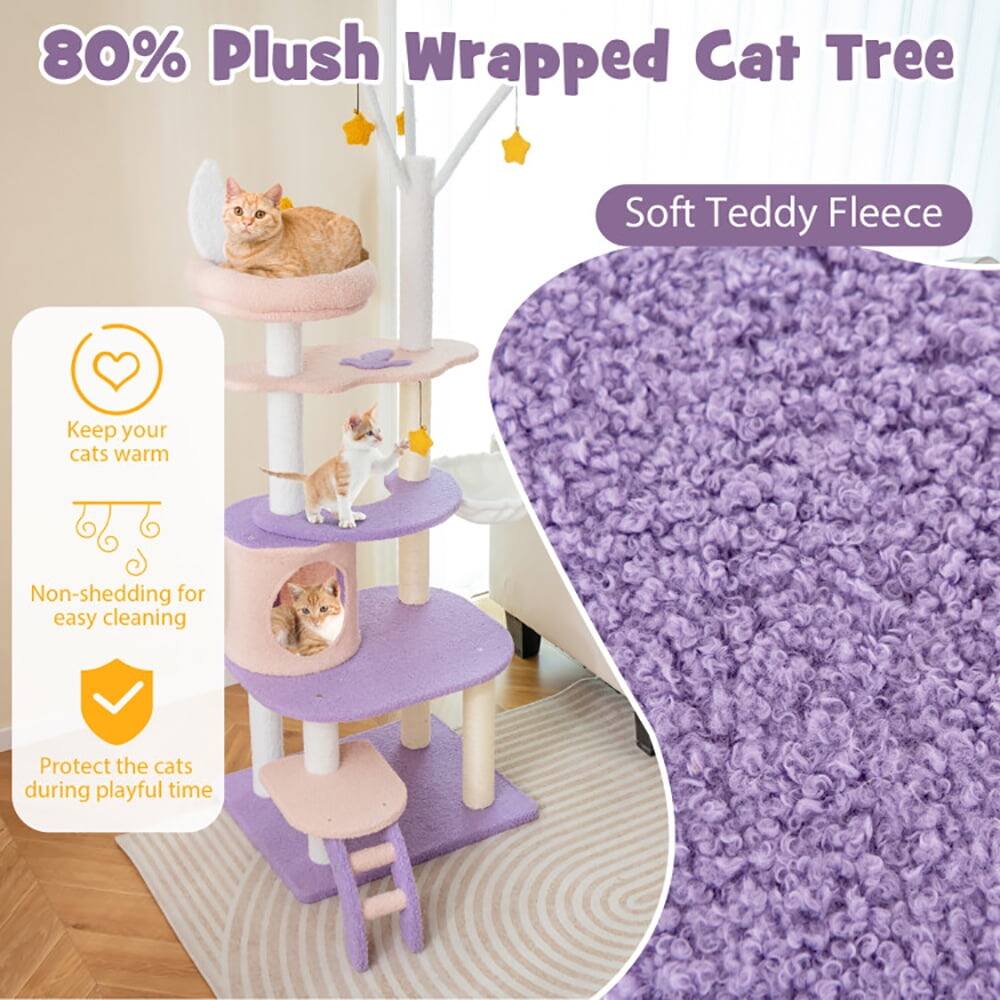 80% Plush Wrapped Cat Tree

Soft Teddy Fleece

- Keep your cats warm
- Non-shedding for easy cleaning
- Protect the cats during playful time