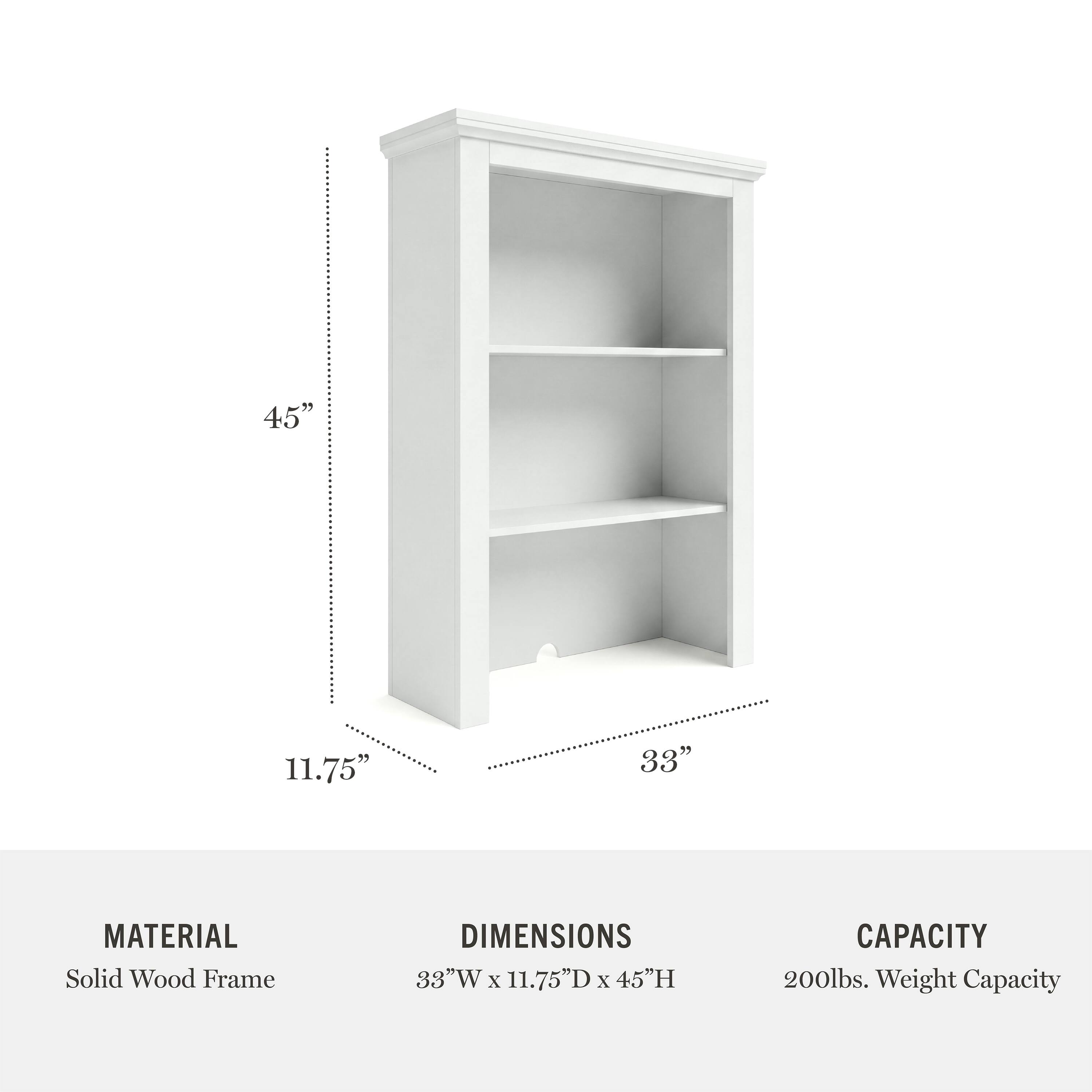 45" 11.75" 33"  
MATERIAL: Solid Wood Frame  
DIMENSIONS: 33"W x 11.75"D x 45"H  
CAPACITY: 200lbs. Weight Capacity