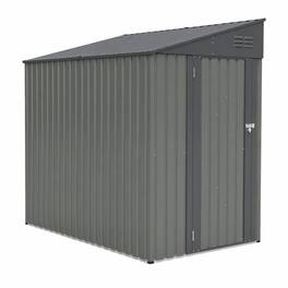 RYHNUYNE - Olive Grey 4x7 Ft Lean-To Steel Shed Vents Lockable Doors Garden Tools Bicycles - Gray,Olive