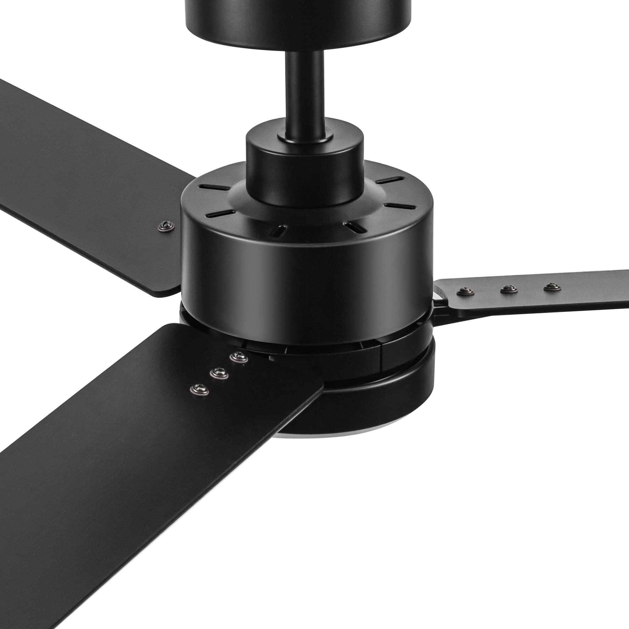 Alt View 6. Breezary - 48-Inch Indoor Ceiling Fan with Remote, 3 Plywood Blades, 6-Speed DC Motor, 5'' Downrod, LED/No Light, Single or 2-Pack - Black (With Light).