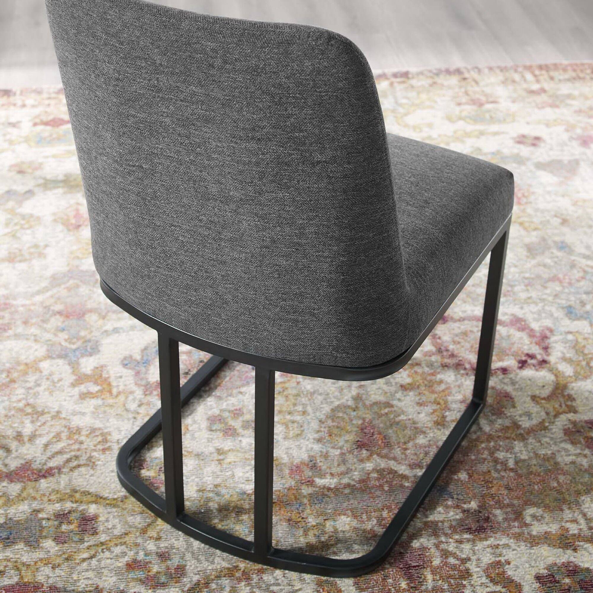 Alt View 2. Modway - Amplify Sled Base Upholstered Fabric Dining Side Chair by Modway - Black Charcoal.