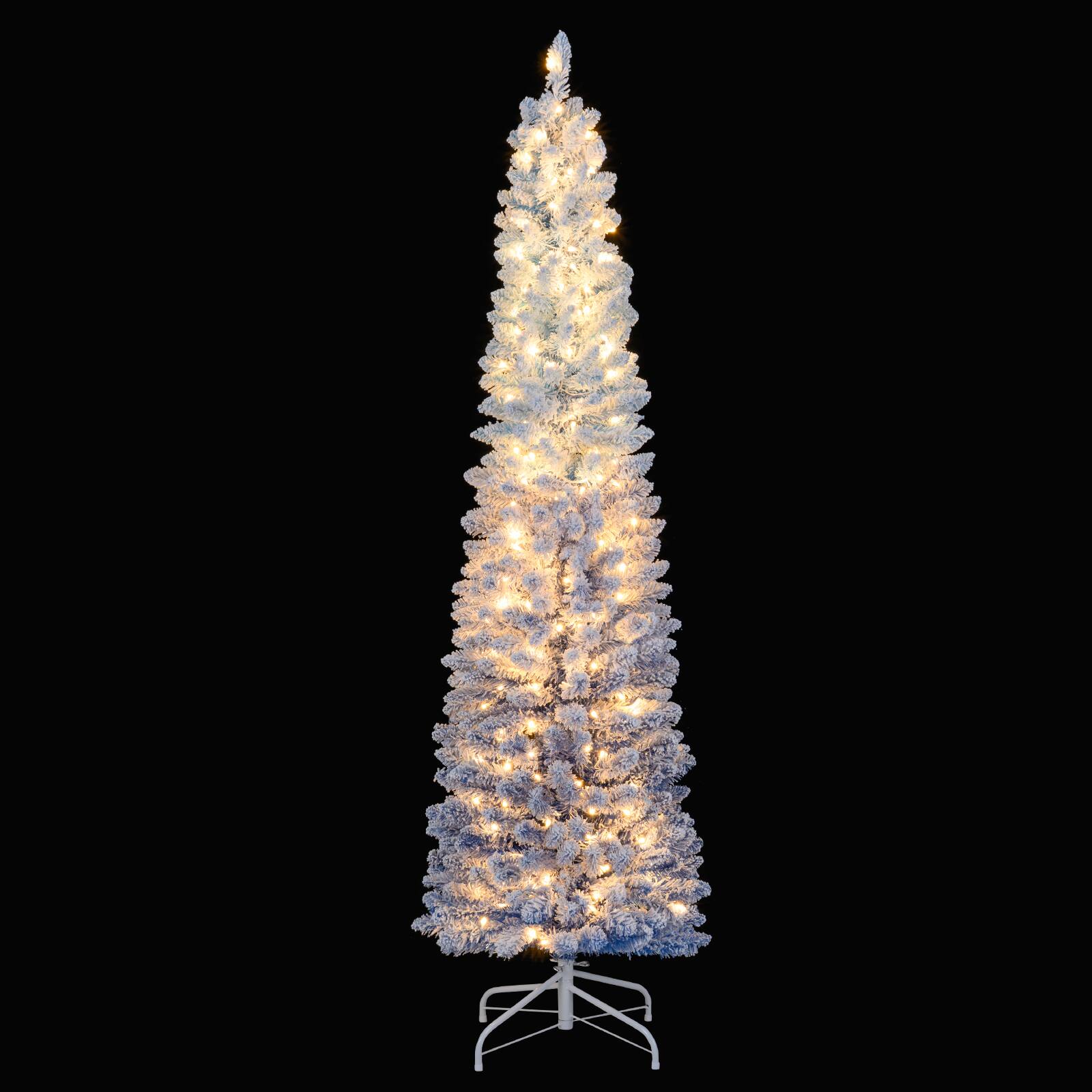Alt View 4. Gymax - Gymax 6 FT Snow-flocked Artificial Christmas Tree w/220 Warm White LED Lights 8 Modes Blue Gradient & White - Blue.