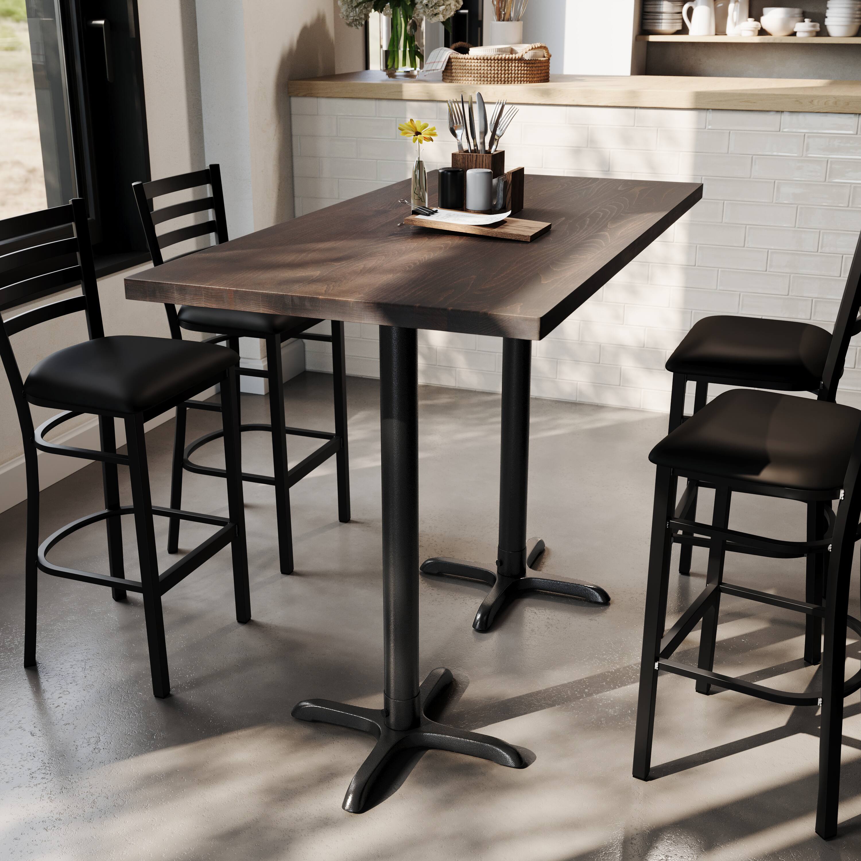 Alt View 2. Flash Furniture - Bennett 30" x 60" Solid Wood Commercial Indoor Tabletop in Dark Brown with 22" x 22" Bar Height Rust-Resistant Black Cas - Brown.