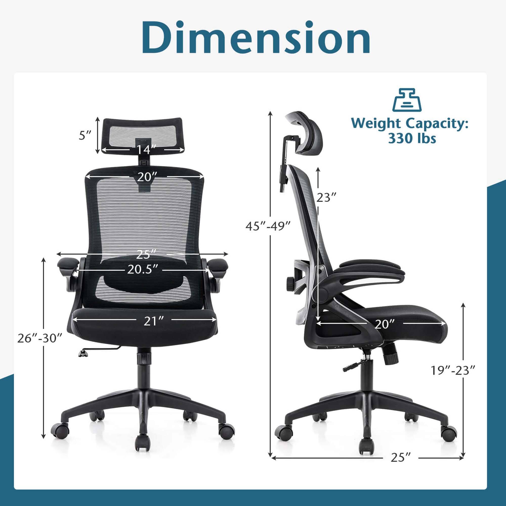 Dimension: 5" x 14"
Weight Capacity: 330 lbs
20" x 23"
45" - 49"
25" x 20.5"
26" - 30"
21" x 20"
19" - 23"
25"