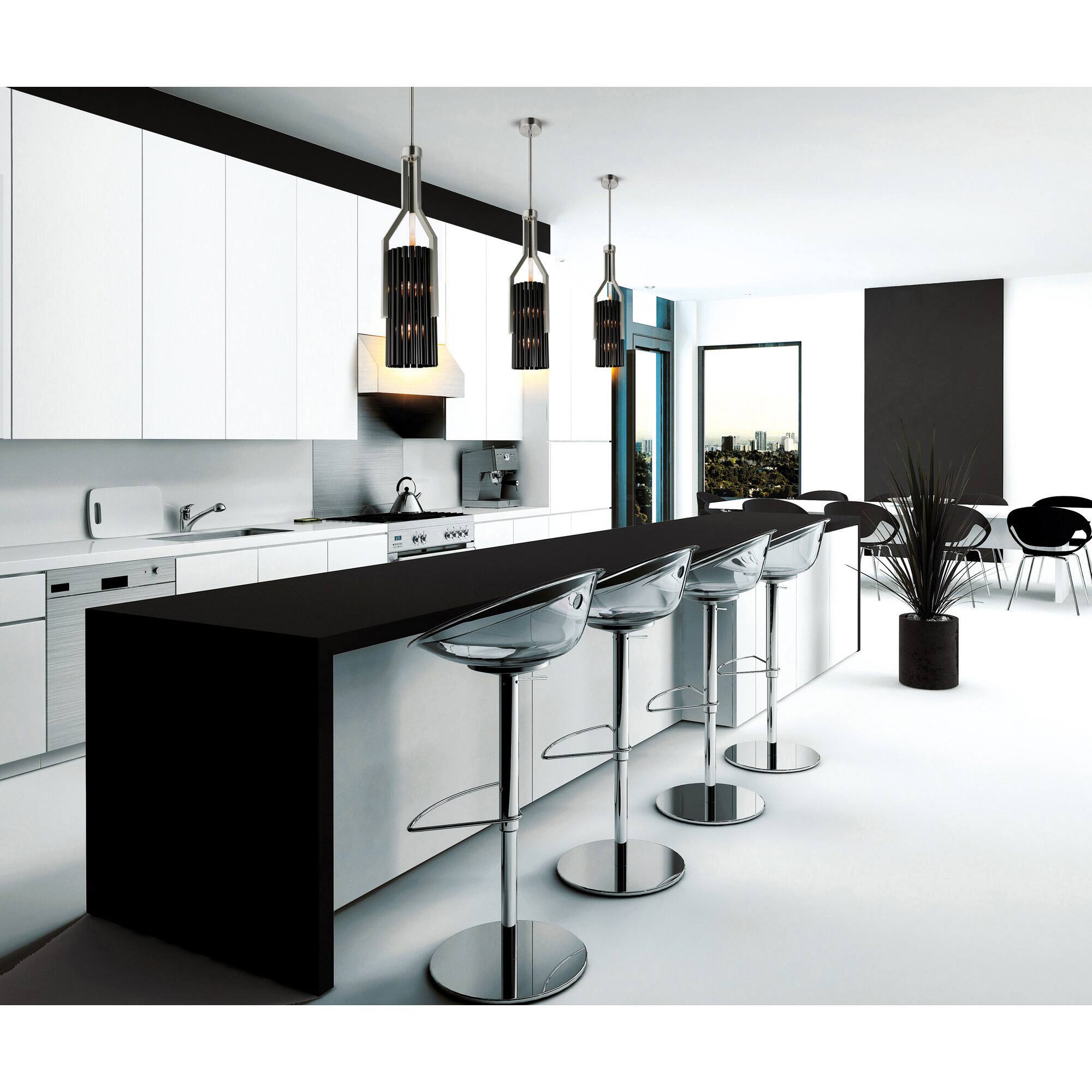 Alt View 2. CWI Lighting - Fermont 6 Light Satin Nickel and Pearl Black Mini Pendant - Satin Nickel & Pearl Black.