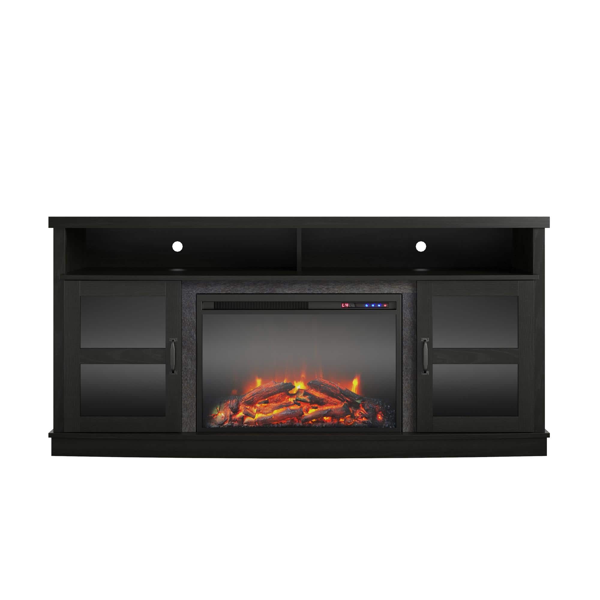 Front. Ameriwood Home - Ayden Park Fireplace TV Stand (65") - Black Oak.