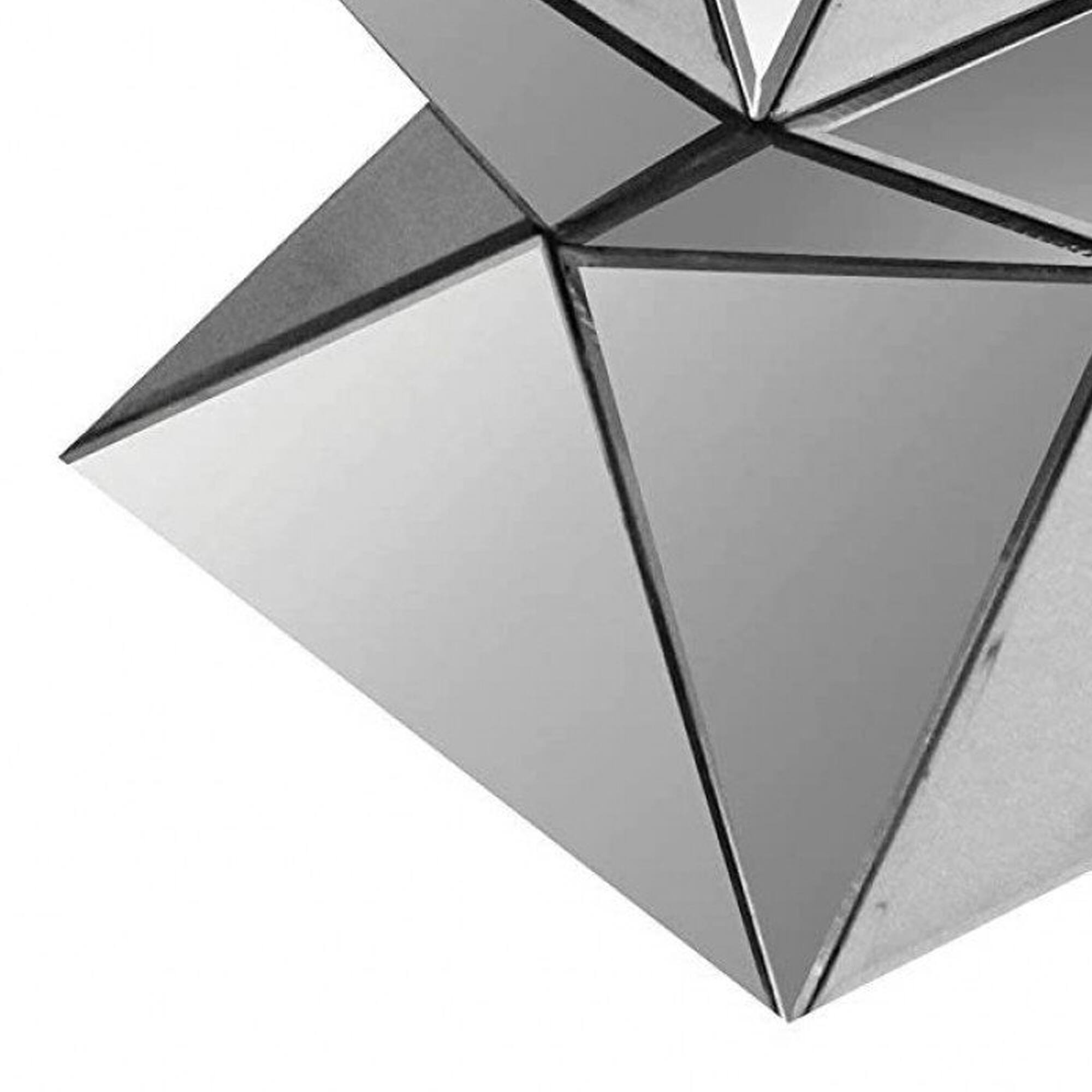 Alt View 3. Manhattan Lane - 20 Inch Modern End Table, Square Mirror Top, Silver Geometric Pedestal Base - Silver.