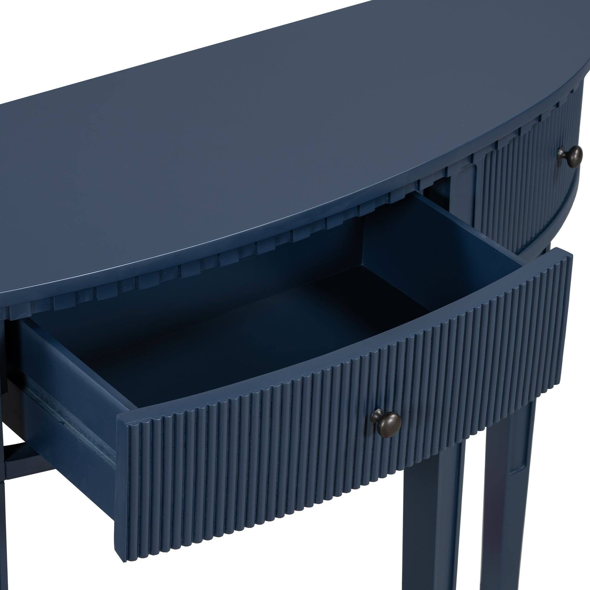 Alt View 7. Boyel Living - Modern Vertical Stripe Console Table with 3 Drawers and Solid Pine Legs - Blue.